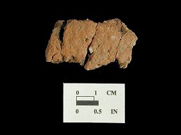 Accokeek Body sherd on left and close up view of paste on right from�Bathhouse site 18AN37.